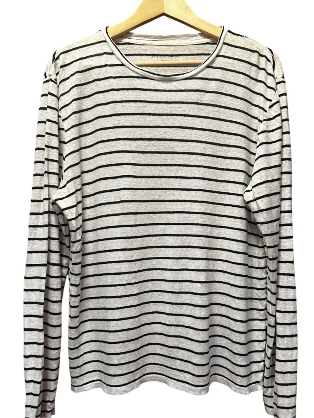All Saints Oversized Striped Long Sleeve Tee - White & Black
